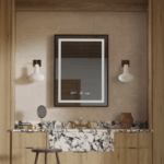 Oglinda LED Rectangulara, 50x70cm, Verite Majeste Noir Motion Glow Marcello, Sistem Dezaburire, Ceas & Termometru, Dimabila - imagine 3