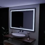 Oglinda LED Rectangulara, 100x70cm, Verite Majeste Noir Motion Glow Marcello, Sistem Dezaburire, Ceas & Termometru, Dimabila - imagine 4