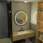 Oglinda LED Rotunda, 100cm, Celeste Majeste Noir MotionGlow Marcello, Sistem Dezaburire, Ceas & Termometru, Dimabila - imagine 4