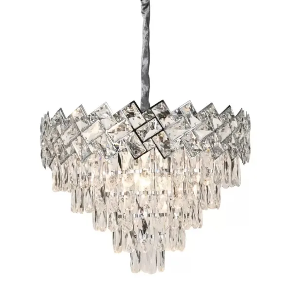 Candelabru Cristal WINDSOR Eleganza 8xE14, Diametru 39cm, Crom Lucios, Inaltime Reglabila