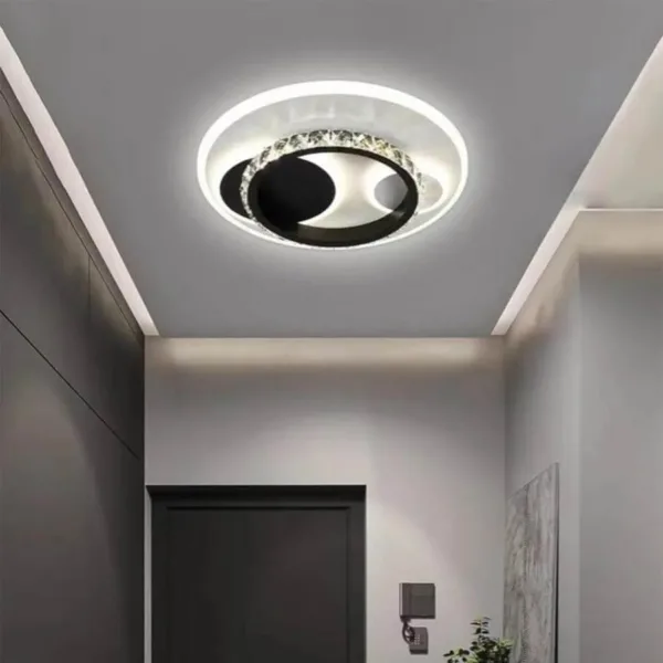 Lustra LED cu cristal ARIELLA 30W, Rotunda, lumina Rece/Calda/Neutra, Negru
