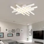 Lustra LED cu telecomanda MORA 160W, 8 Elemente, Liniara, lumina Rece/Calda/Neutra, Dimabila, Alb