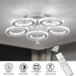 Lustra LED cu telecomanda si cristal ALANUBIS 80W, 5 Cercuri, lumina Rece/Calda/Neutra, Dimabila, Crom Lucios - imagine 3