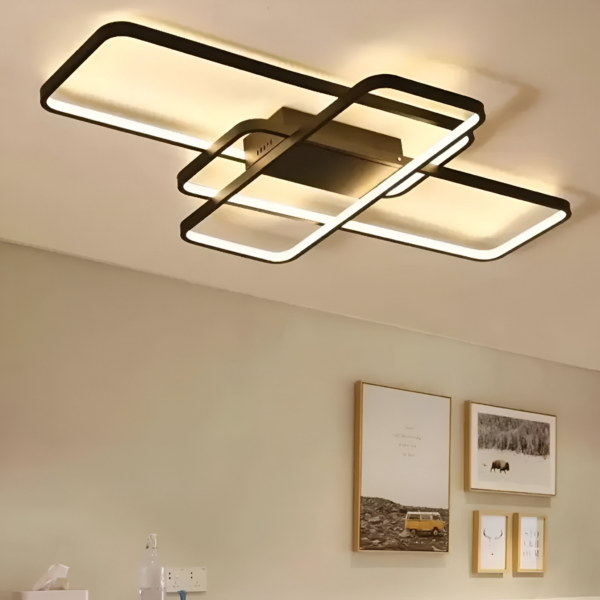 Lustra LED cu telecomanda AXIS 95W, 3 Elemente, lumina Rece/Calda/Neutra, Dimabila, Negru