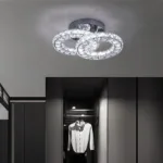 Lustra LED si cristal ZABINA 25W, 2 Cercuri, lumina Rece/Calda/Neutra, Crom Lucios - imagine 3