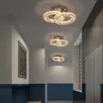 Lustra LED si cristal ZABINA 25W, 2 Cercuri, lumina Rece/Calda/Neutra, Crom Lucios - imagine 4