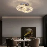Lustra LED si cristal ZABINA 25W, 2 Cercuri, lumina Rece/Calda/Neutra, Crom Lucios