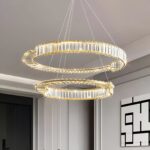 Lustra LED suspendata cu cristal PRISM REGAL 81W, 2 Cercuri, lumina Rece/Calda/Neutra, Dimabila, Auriu, Inaltime Reglabila - imagine 4