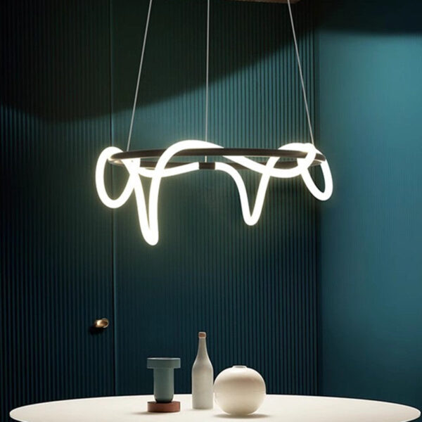 Lustra LED DIVINO Negru 91W cu Tub Silicon Flexibil, Diametru 60cm – Lumina Reglabila 3000K/4000K/6000K