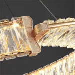 Lustra LED suspendata cu cristal PRISM REGAL 117W, 2 Cercuri, lumina Rece/Calda/Neutra, Dimabila, Auriu, Inaltime Reglabila - imagine 2