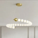 Lustra Suspendata LED Acril Aurelia 41W cu Telecomanda, Dimabila, 3000K/4000K/6000K, Auriu, Metal si Acril - imagine 3