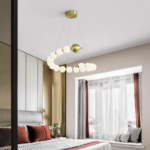 Lustra Suspendata LED Acril Aurelia 41W cu Telecomanda, Dimabila, 3000K/4000K/6000K, Auriu, Metal si Acril
