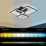 Lustra LED cu telecomanda ZOE 46W, 3 Patrate, lumina Rece/Calda/Neutra, Dimabila, Negru - imagine 3