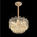 Candelabru Cristal FONTAINEBLEAU Eleganza, 9x E14, Diametru 45cm, Auriu, Inaltime Reglabila - imagine 2