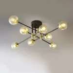Lustra cu Abajur Rotund, PENTHOUSE Grand, 8xE27, Negru Auriu, Metal - imagine 4