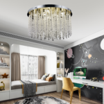Candelabru LED Cristal LLC215/550WH Rotund, 29W, Lumina Rece/Calda/Neutra, Cristal, Auriu