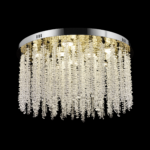 Candelabru LED Cristal LLC215/550WH Rotund, 29W, Lumina Rece/Calda/Neutra, Cristal, Auriu - imagine 3