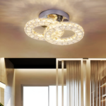 Lustra LED si cristal ZABINA 25W, 2 Cercuri, lumina Rece/Calda/Neutra, Crom Lucios - imagine 2
