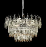 Candelabru Cristal CC6687/500CR 9x E14, Diametru 50cm, Crom Lucios, Inaltime Reglabil