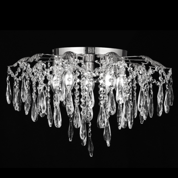 Candelabru Cristal CC9221/5CH, 5x E14, Diametru 48cm, Crom Lucios