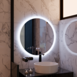 Oglinda LED Rotunda, 60cm, Noxia Touch, Sistem Dezaburire, Dimabila - imagine 4