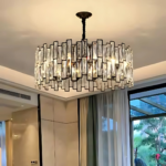 Candelabru Cristal MALBORK Eleganza 4xE27, Diametru 49cm, Negru, Inaltime Reglabila