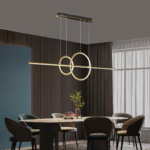 Lustra LED suspendata cu telecomanda CASSANDRA 40W, Liniara, lumina Rece/Calda/Neutra, Dimabila, Auriu, Inaltime Reglabila