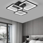 Lustra LED cu telecomanda ZOE 46W, 3 Patrate, lumina Rece/Calda/Neutra, Dimabila, Negru - imagine 2
