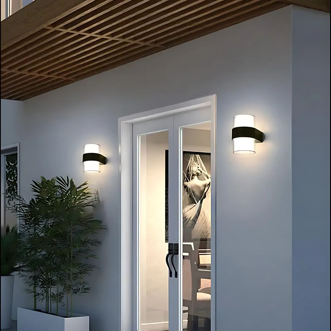 mockup-AX1202BK-AplicaLEDExteriorMIRA_2Sursedelumina_LuminaCalda_Negru-1 Aplica LED Exterior MIRA, 2 Surse de lumina, Lumina Calda, Negru - imagine 1