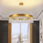Candelabru Cristal ALHAMBRA Nobile, LED, 52W, Diametru 40cm, Lumina Calda/Rece/Neutra, Dimabil, Inaltime Reglabila, Auriu