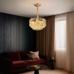 Candelabru Cristal FONTAINEBLEAU Eleganza, 9x E14, Diametru 45cm, Auriu, Inaltime Reglabila - imagine 3