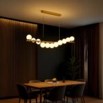 Lustra LOFT Hall, 11x G9, Alb Auriu, Metal, Inaltime Reglabila, Elegant - imagine 2