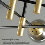 Lustra cu Abajur Rotund, PENTHOUSE Grand, 8xE27, Negru Auriu, Metal - imagine 3