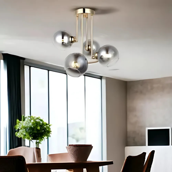 Lustra cu bec moderna MODUS, 4x E27, Auriu, Metal