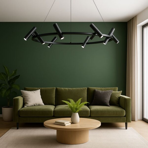 Lustra LED Harman, 29W, 8 Surse, Lumina Neutra, Negru