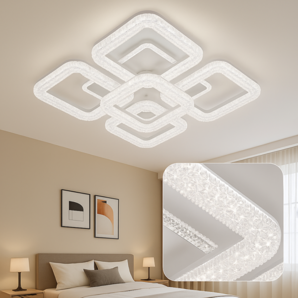 Lustra LED Astrid cu Telecomanda, 134W, Dimabil, Alb
