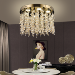 Candelabru LED Cristal LLC213/550GD Rotund, 29W, Lumina Rece/Calda/Neutra, Cristale, Auriu Lucios