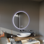 Oglinda LED Rotunda, 60cm, Isolda,Touch, Sistem Dezaburire, Lumina Rece 6000k - imagine 3