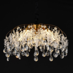 Candelabru Cristal CC9321/5FGD, 5x E14, Diametru 49cm, Auriu