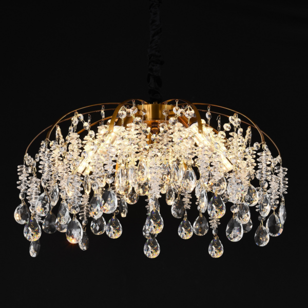 Candelabru Cristal CC9321/5FGD, 5x E14, Diametru 49cm, Auriu