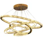 Lustra LED PRISM Luminis, Cristal si Metal, 210W, 4 Cercuri, Dimabila, Lumina Rece/Calda/Neutra, Iluminat Luxos - imagine 3