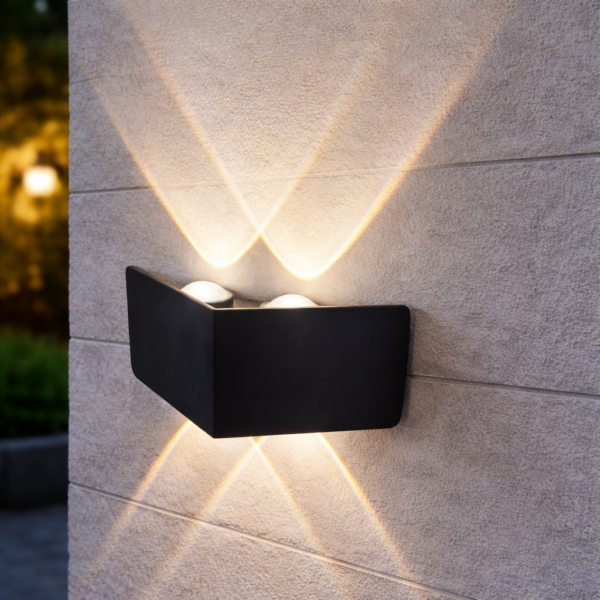 Aplica LED AX230, Exterior, 4 Surse, 4W, Negru, 3000K