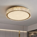 Lustra LED cu telecomanda si cristal LLC152/500CH 59W, 50cm, Cerc, lumina Rece/Calda/Neutra, Dimabila, Auriu - imagine 3
