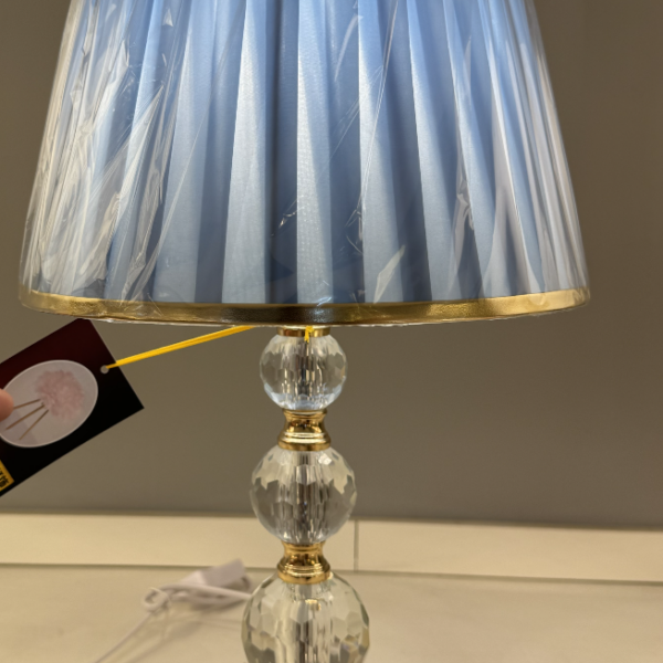 Veioza VZ213BL, 1x E27, Metal si Textil, Albastru si Auriu