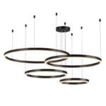 Lustra LED suspendata cu telecomanda LT813/4BK 41W, 4 Cercuri, lumina Rece/Calda/Neutra, Dimabila, Negru, Inaltime Reglabila - imagine 3