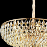Candelabru Cristal CC1677/600GD, 12xE14, Auriu Lucios, Inaltime Reglabila, Metal si Cristal - imagine 2