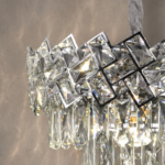 Candelabru Cristal WINDSOR Nobile 5xE14, Diametru 39cm, Crom Lucios, Inaltime Reglabila - imagine 2