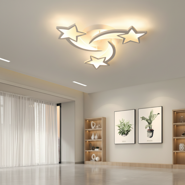 Lustra LED cu telecomanda IPOMOEA 51W, 3 Stele, lumina Rece/Calda/Neutra, Dimabila, Alb