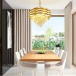 Candelabru Cristal HEXA Ø30cm 3xE14 Auriu Inaltime Reglabila - imagine 2