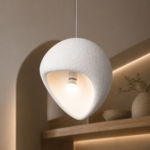 Lustra Moderna AERA, 30 cm, Suspendata, 1 X E27, Alb, Metal si Spuma, Inaltime Reglabila - imagine 4